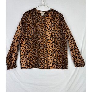 Martinique Leopard Print Long Sleeve Blouse Womens Sz 12 Animal‎ Print 40 bust